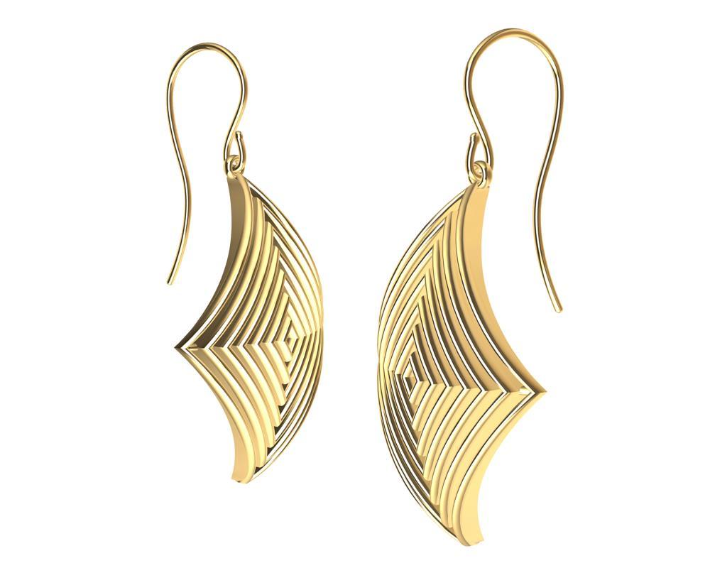 Boucles d'oreilles en or jaune 14 carats à rangées de losanges  Pour femmes en vente