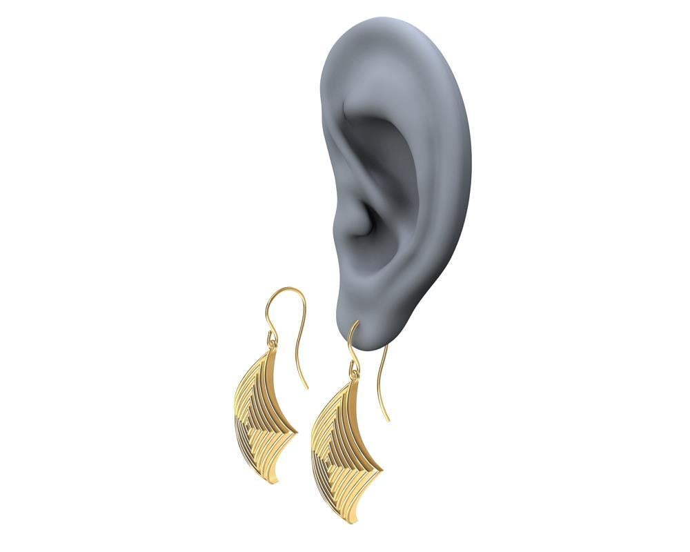 Boucles d'oreilles en or jaune 14 carats à rangées de losanges  en vente 3
