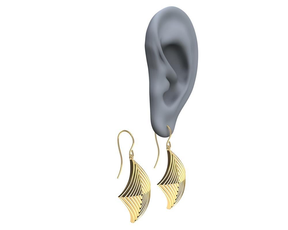 Boucles d'oreilles en or jaune 14 carats à rangées de losanges  en vente 4