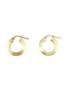 14 Karat Yellow Gold Ribbed Hoop Earrings #21863