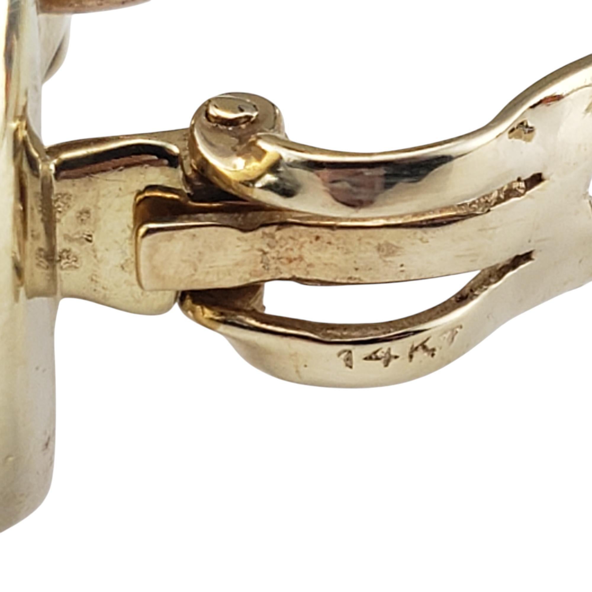 Women's 14 Karat Yellow Gold Ribbed Huggie Earrings #20258 For Sale