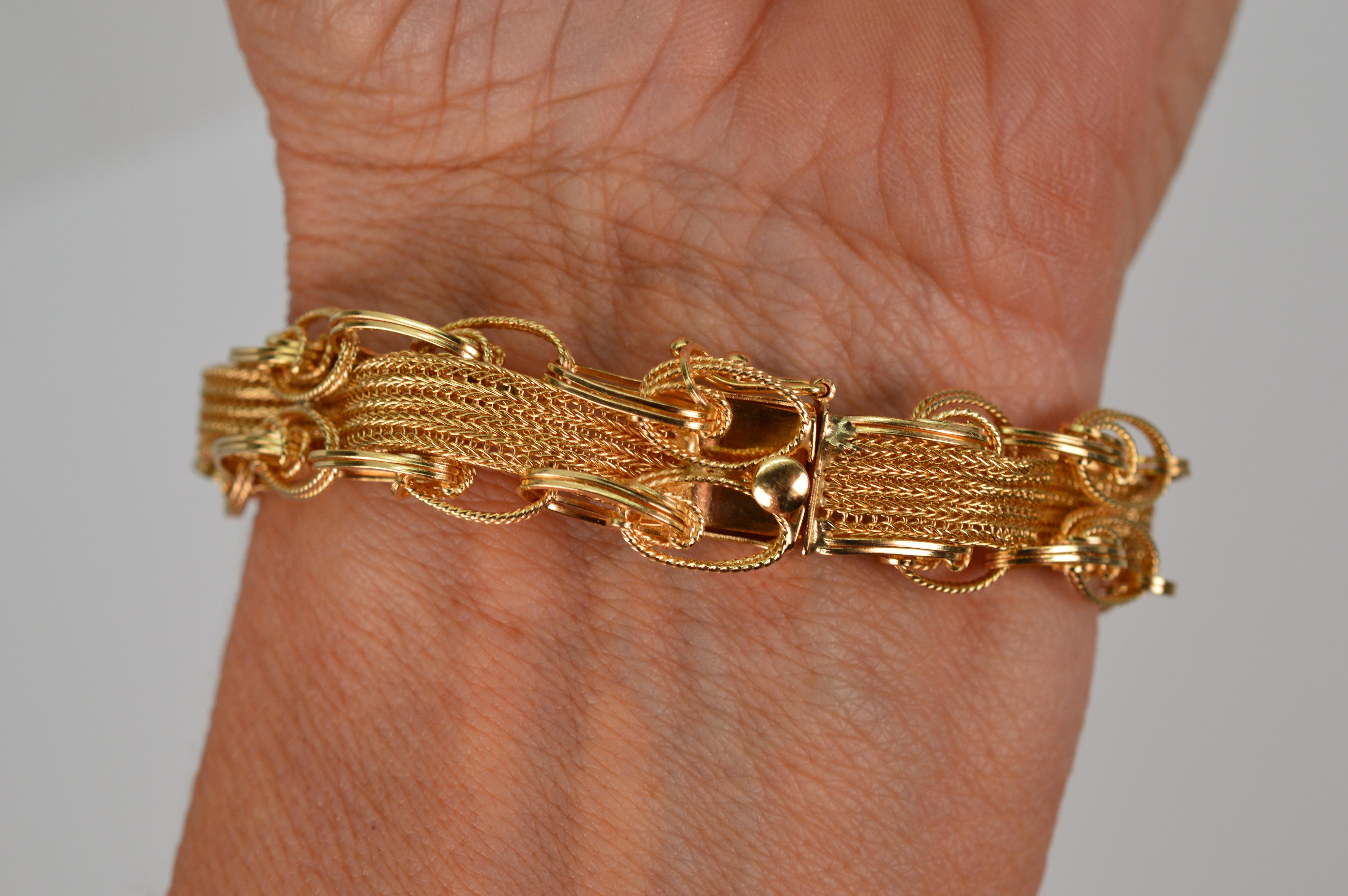 Bracelet à maillons câble en or jaune 14 carats avec ruban en vente 4