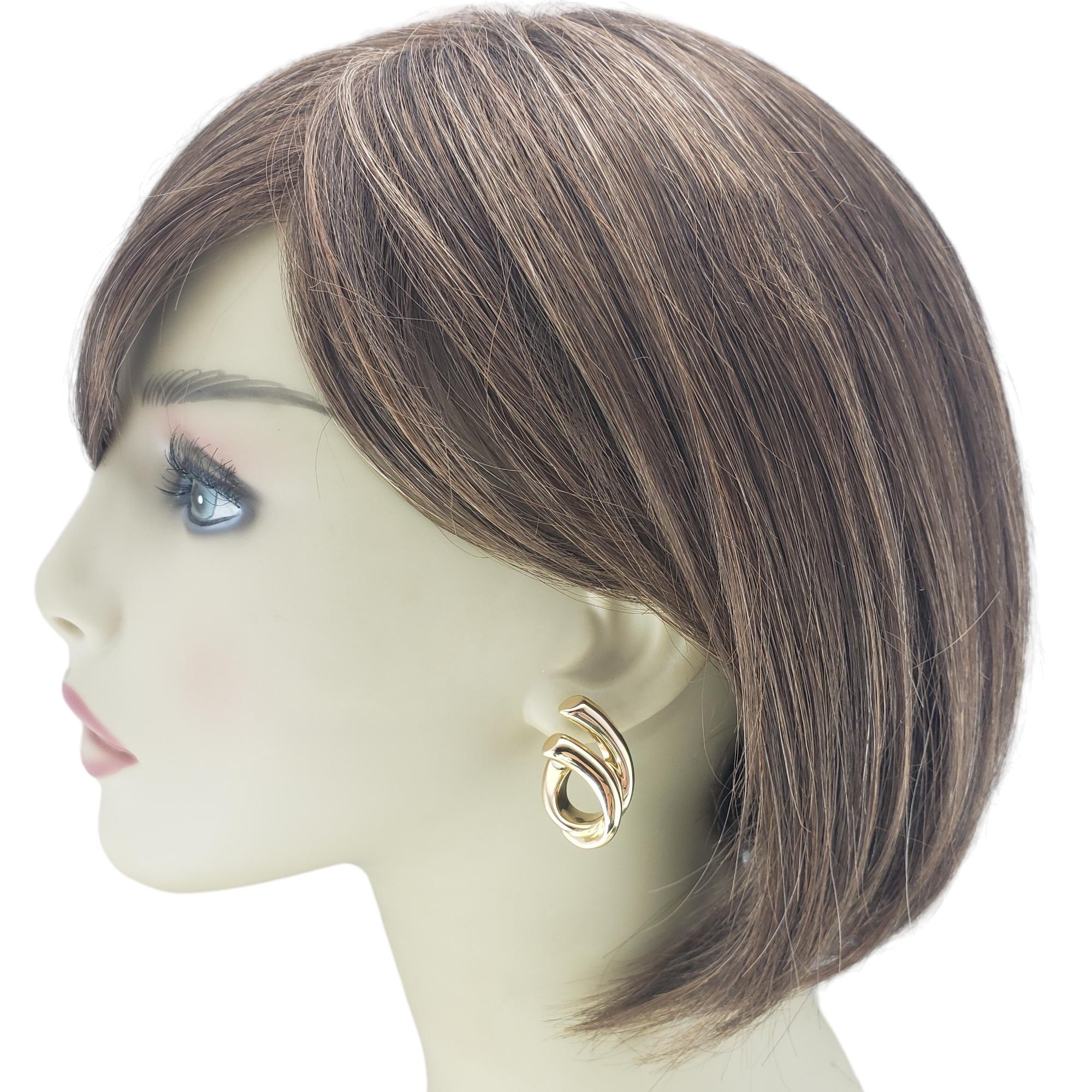 14 Karat Yellow Gold Ribbon Hoop Earrings #16947 For Sale 3