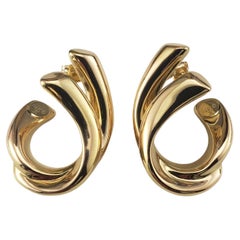 14 Karat Yellow Gold Ribbon Hoop Earrings #16947