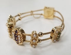 14 Karat Yellow Gold Richard Glatter RGVS Slide Bracelet Charm