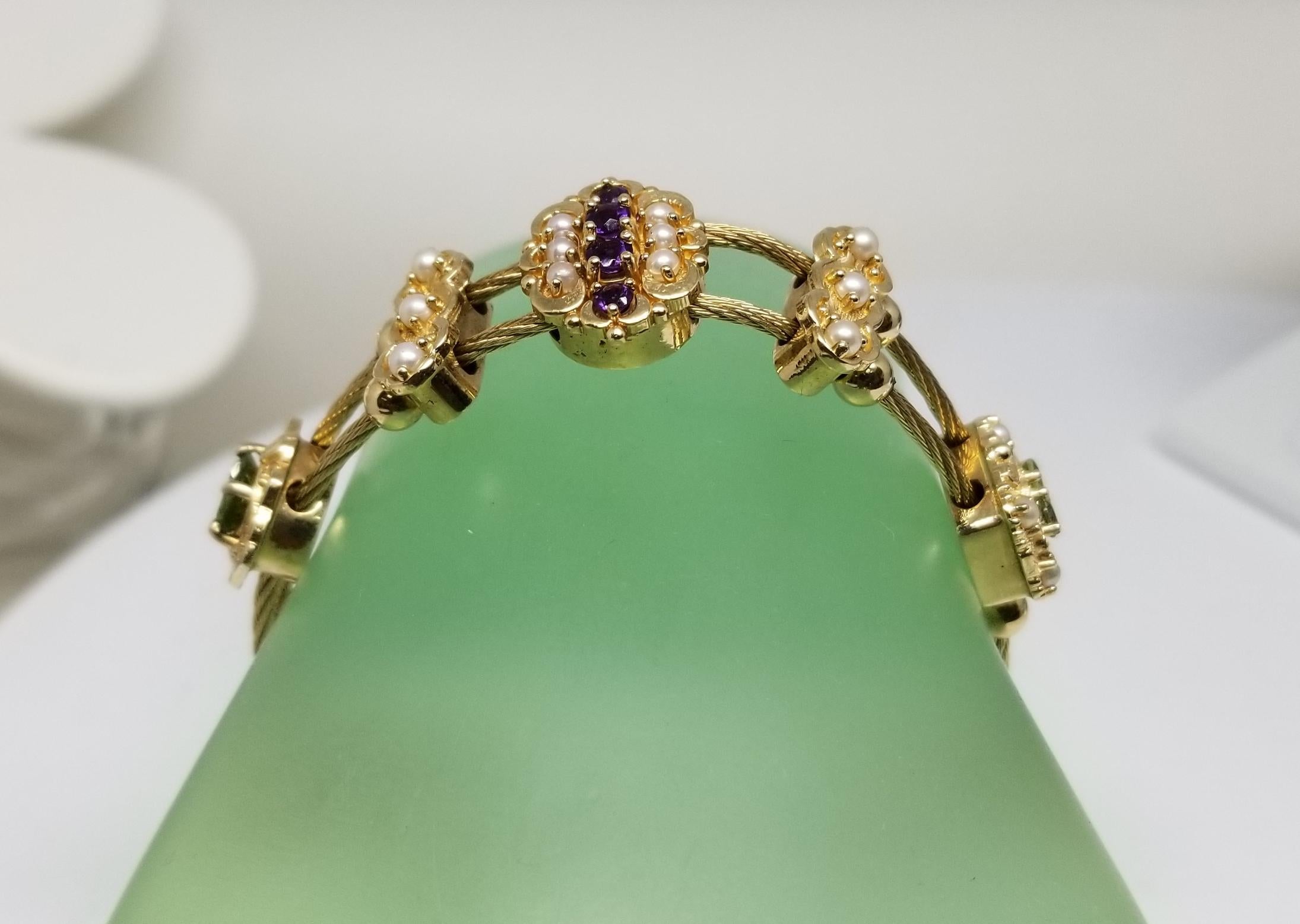 Women's or Men's 14 Karat Yellow Gold Richard Glatter RGVS Slide Bracelet Charm For Sale
