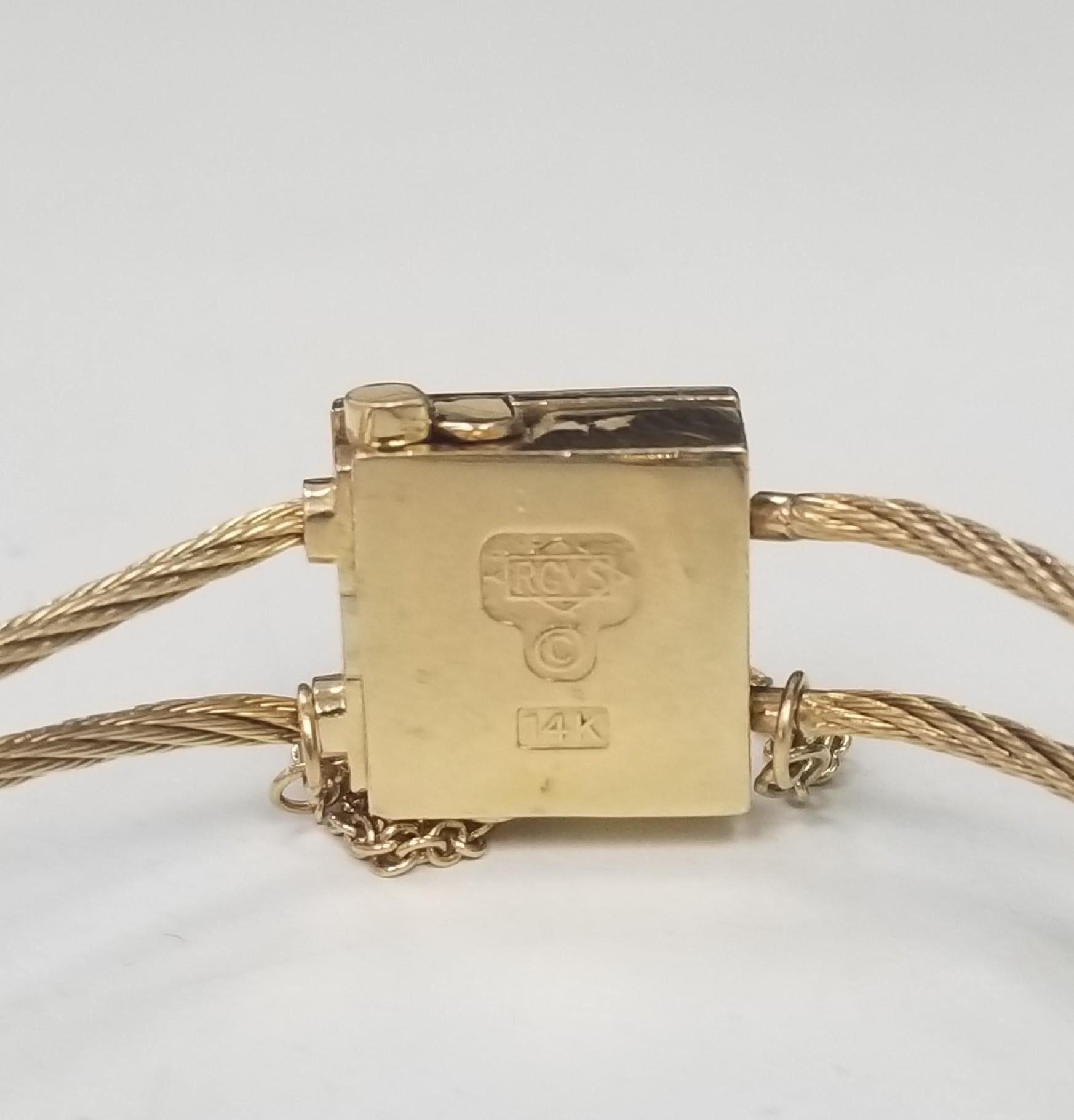 14 Karat Yellow Gold Richard Glatter RGVS Slide Bracelet Charm For Sale 2