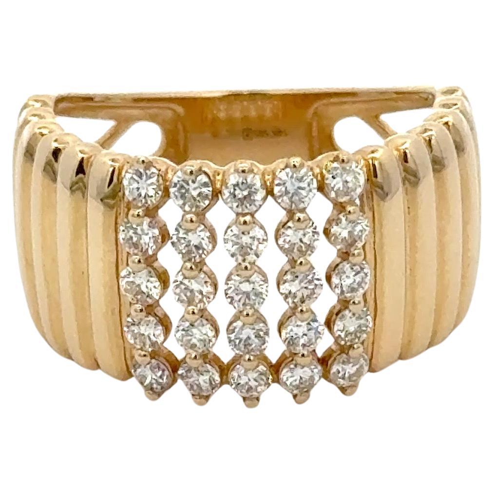Anello moda in oro giallo 14 carati con diamanti increspati 0,76 carati G-H SI1-2
