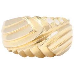 14 Karat Yellow Gold Ridged Dome Ring, circa 1980s
