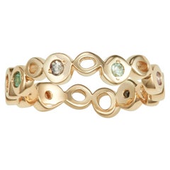 14 Karat Yellow Gold Ring Band with Multi-Color Sapphires