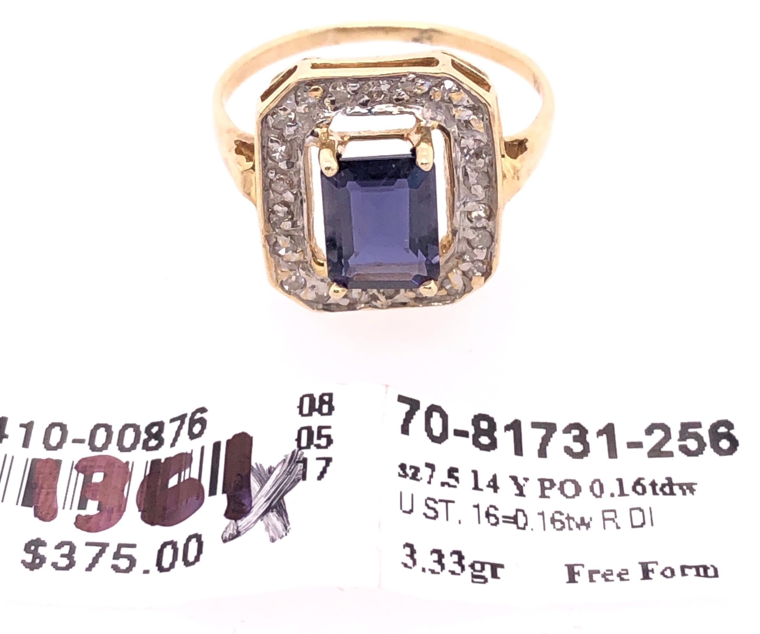 14 Karat Yellow Gold Ring Semi Precious Solitaire with Diamond Accents For Sale 5