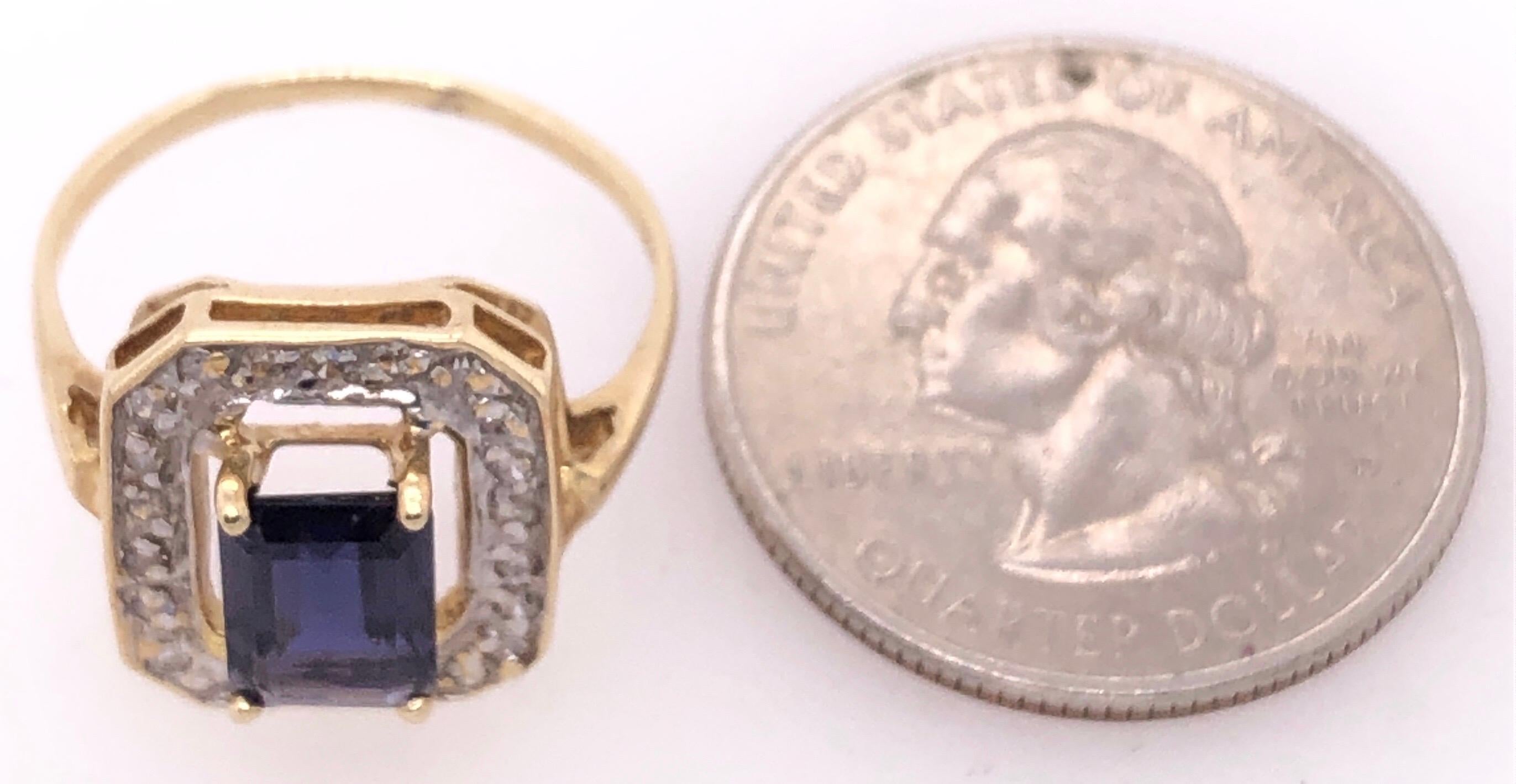 Bague solitaire semi-précieuse en or jaune 14 carats avec détails en diamants en vente 4