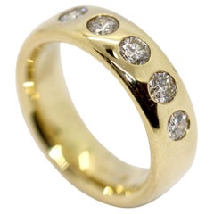 Vintage 14 Karat Yellow Gold Ring Set with Five Solitaire Diamonds