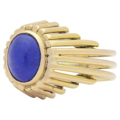 14 Karat Yellow Gold Ring with Cabochon Lapis Lazuli