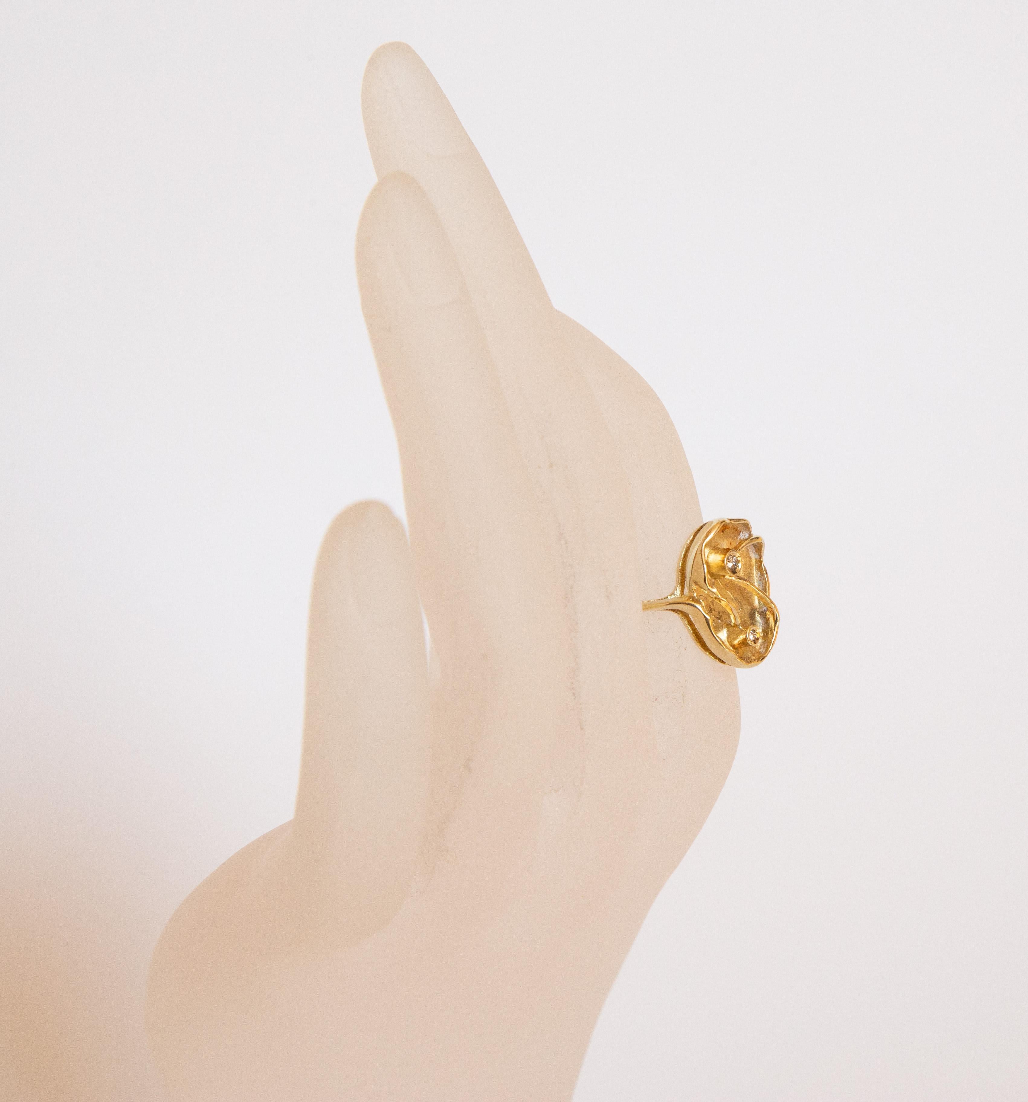 Bague en or jaune 14 carats avec diamants en vente 5