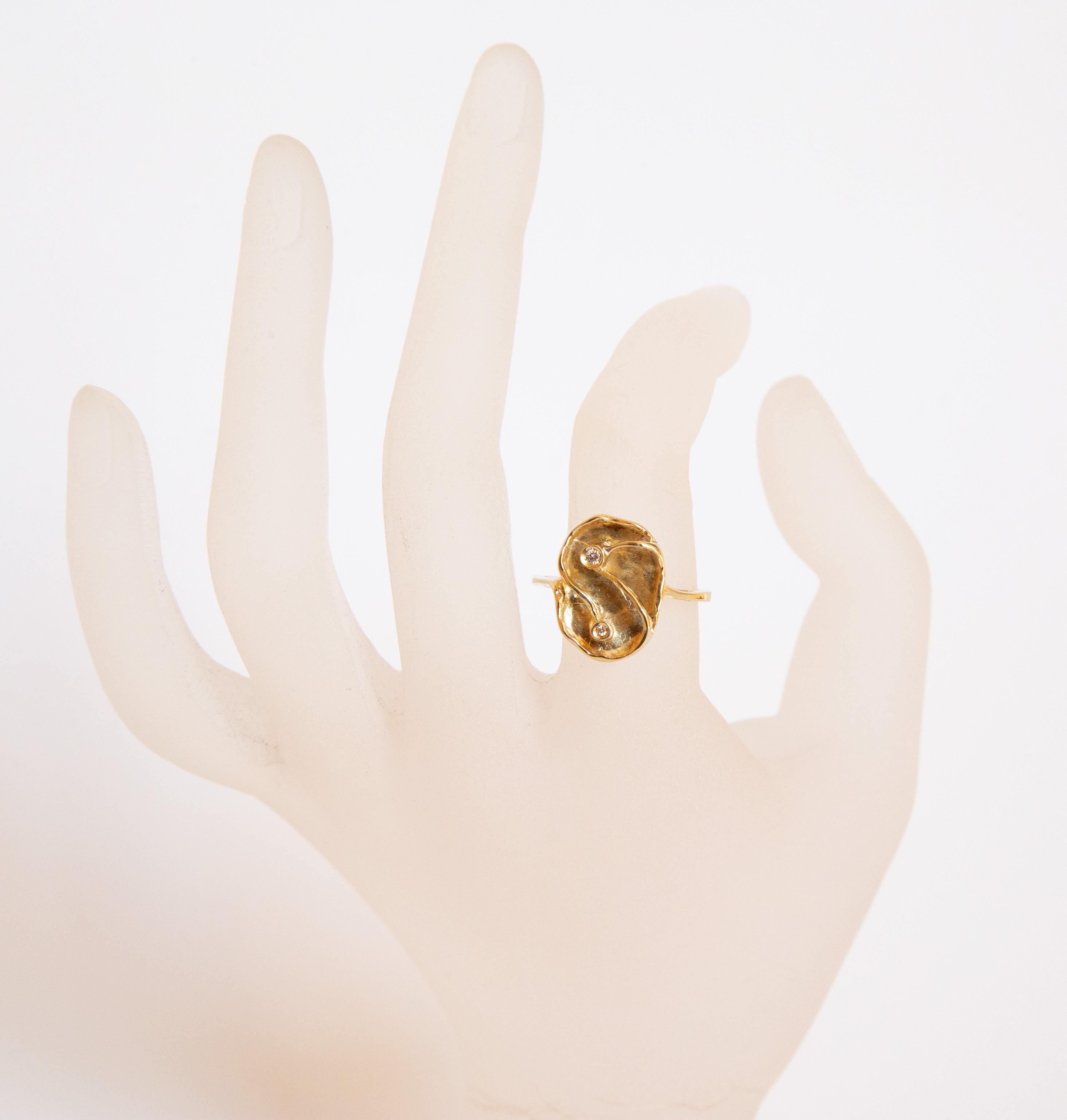 Bague en or jaune 14 carats avec diamants en vente 6