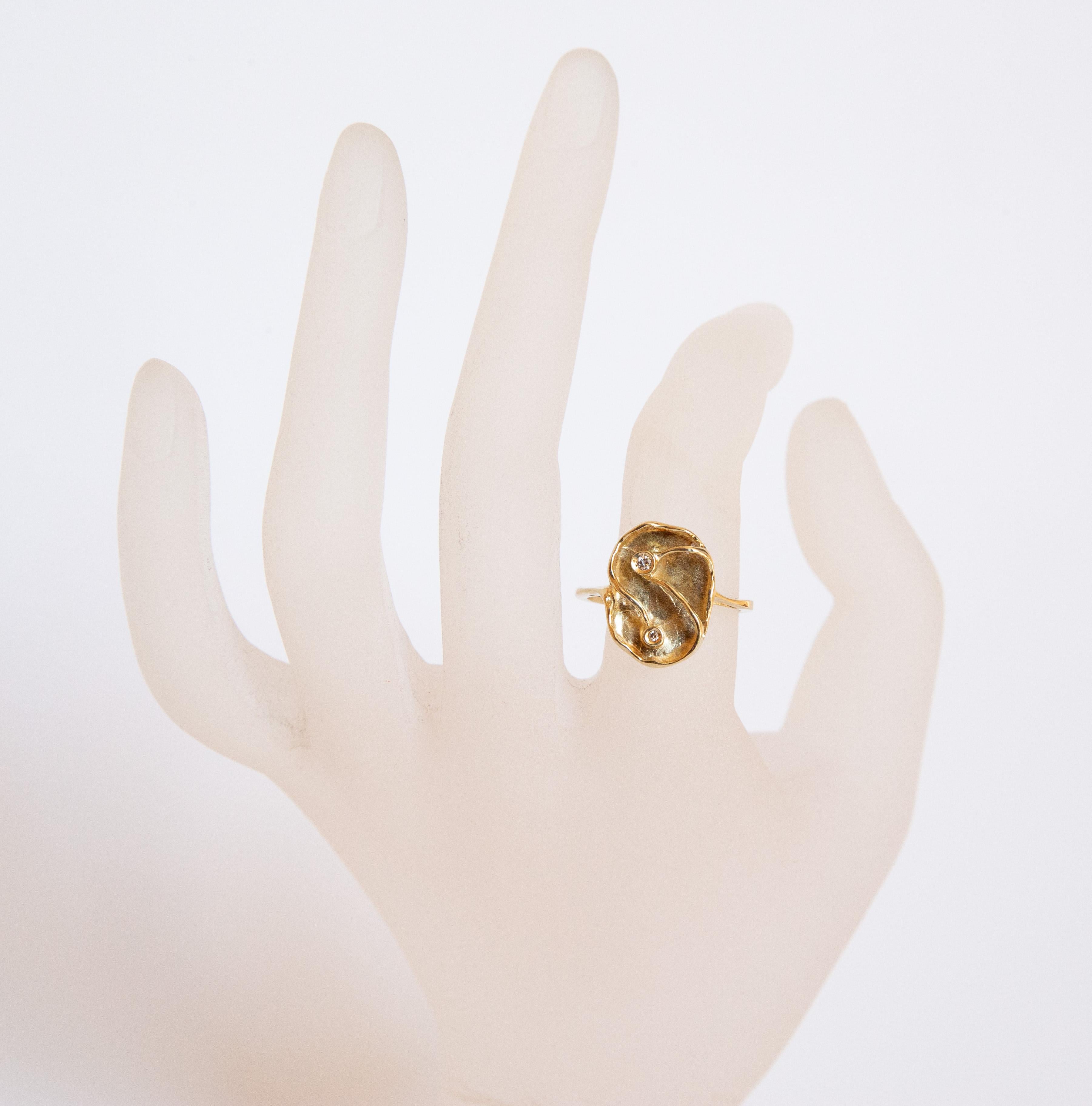 Bague en or jaune 14 carats avec diamants en vente 3