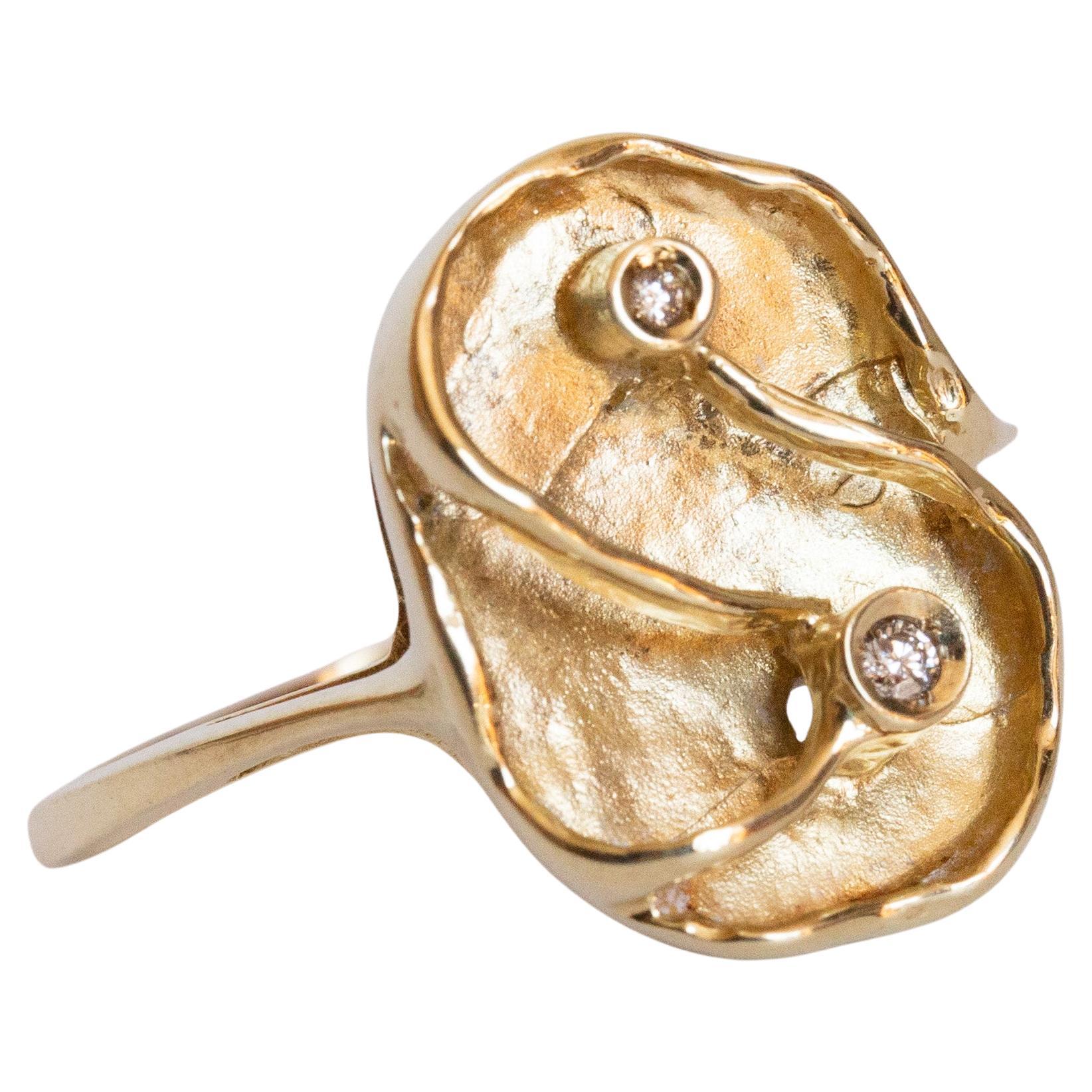 14 Karat Yellow Gold Ring with Diamonds
