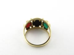 14 Karat Yellow Gold Ring with Scarab Onyx and Carnelian Stones