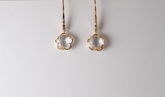 14 Karat Yellow Gold Rock Crystal and Diamond Earrings