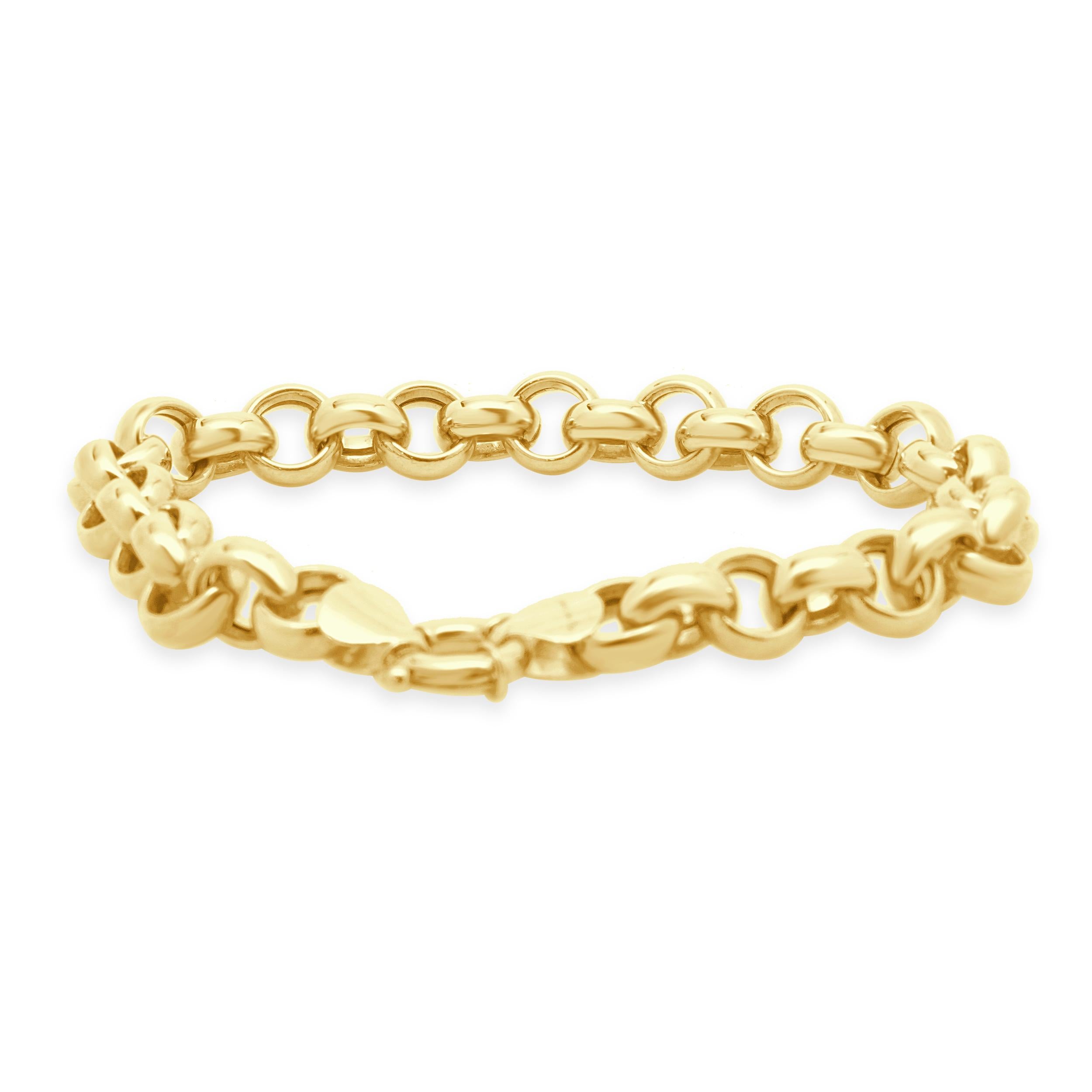 Designer: custom design
Material: 14k yellow gold
Weight: 9.60 grams
Length: bracelet will fit up to a 7.25-inch wrist
