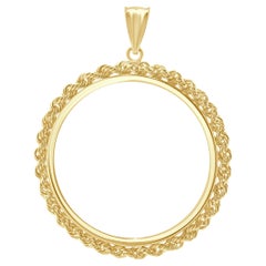 14 Karat Yellow Gold Rope Bezel Coin Pendant