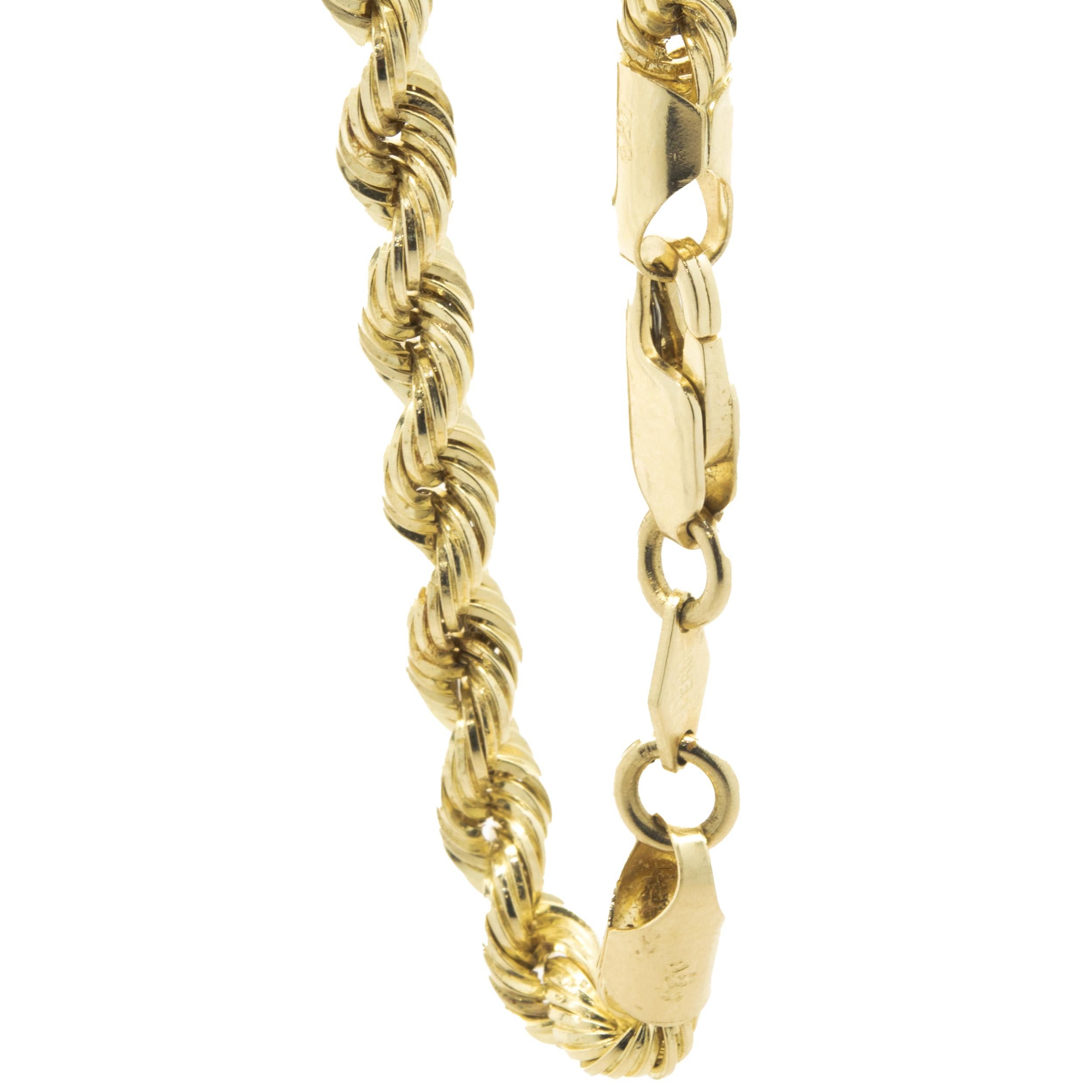 Material: 14K yellow gold
Dimensions: bracelet will fit up to an 7-inch wrist
Weight: 3.88 grams
