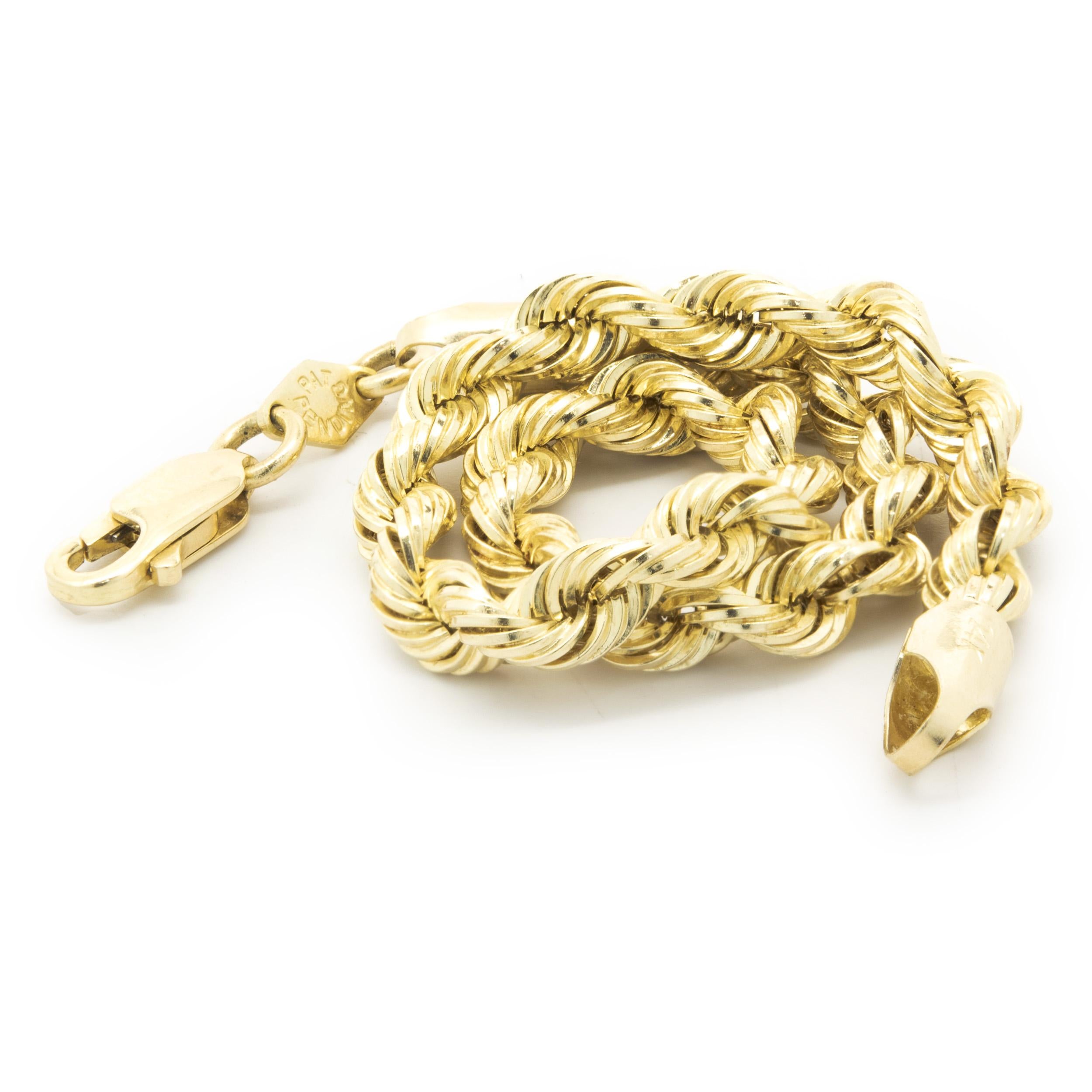 Women's or Men's 14 Karat Yellow Gold Rope Bracelet For Sale