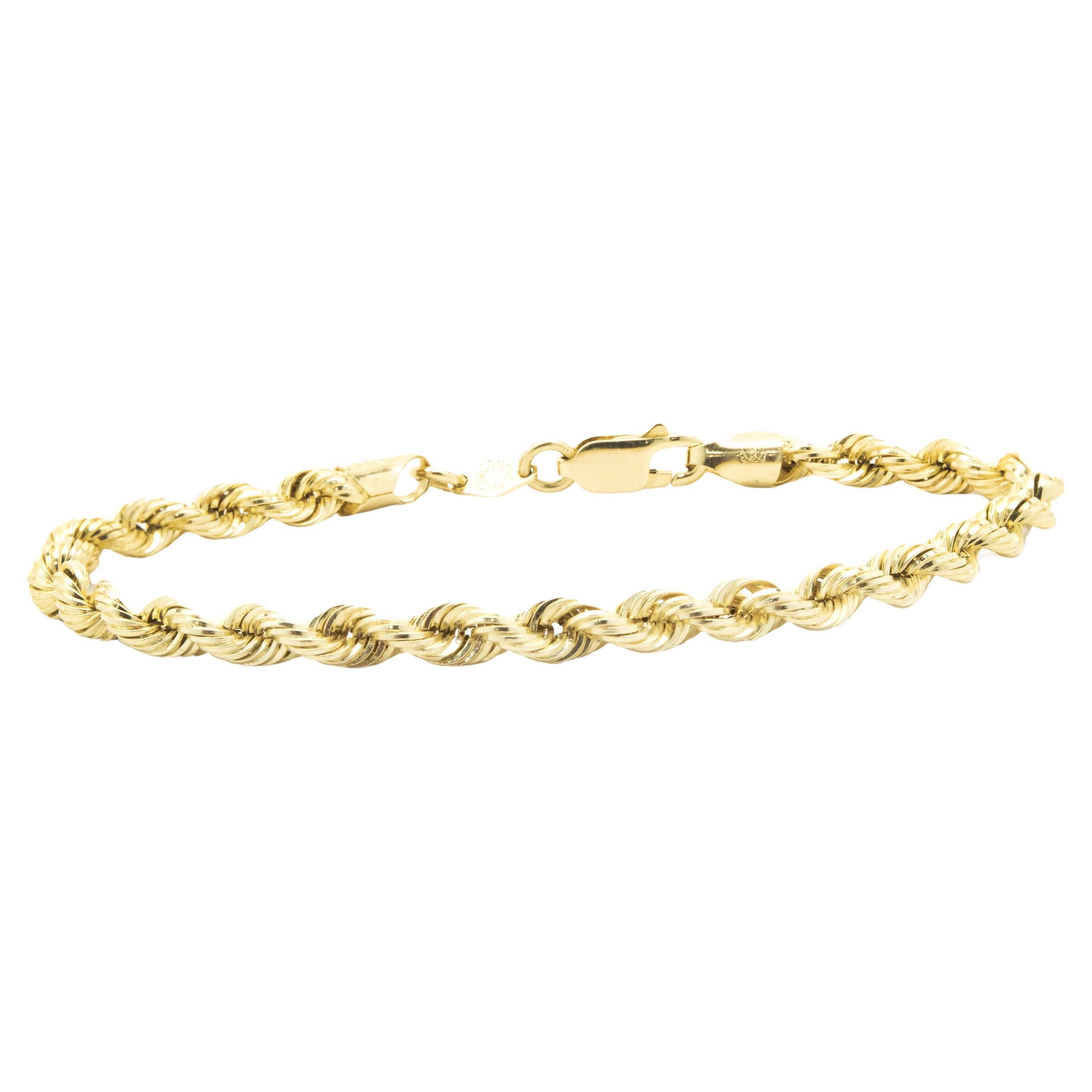 14 Karat Yellow Gold Rope Bracelet For Sale