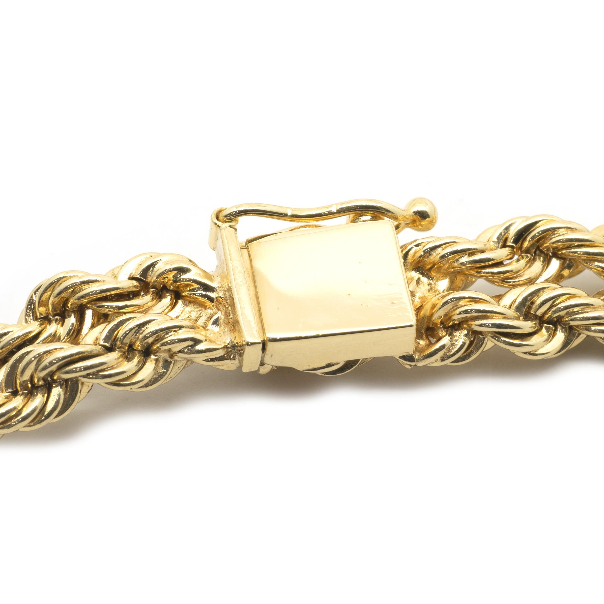 14 Karat Yellow Gold Rope Chain Diamond Lariat Necklace In Excellent Condition In Scottsdale, AZ