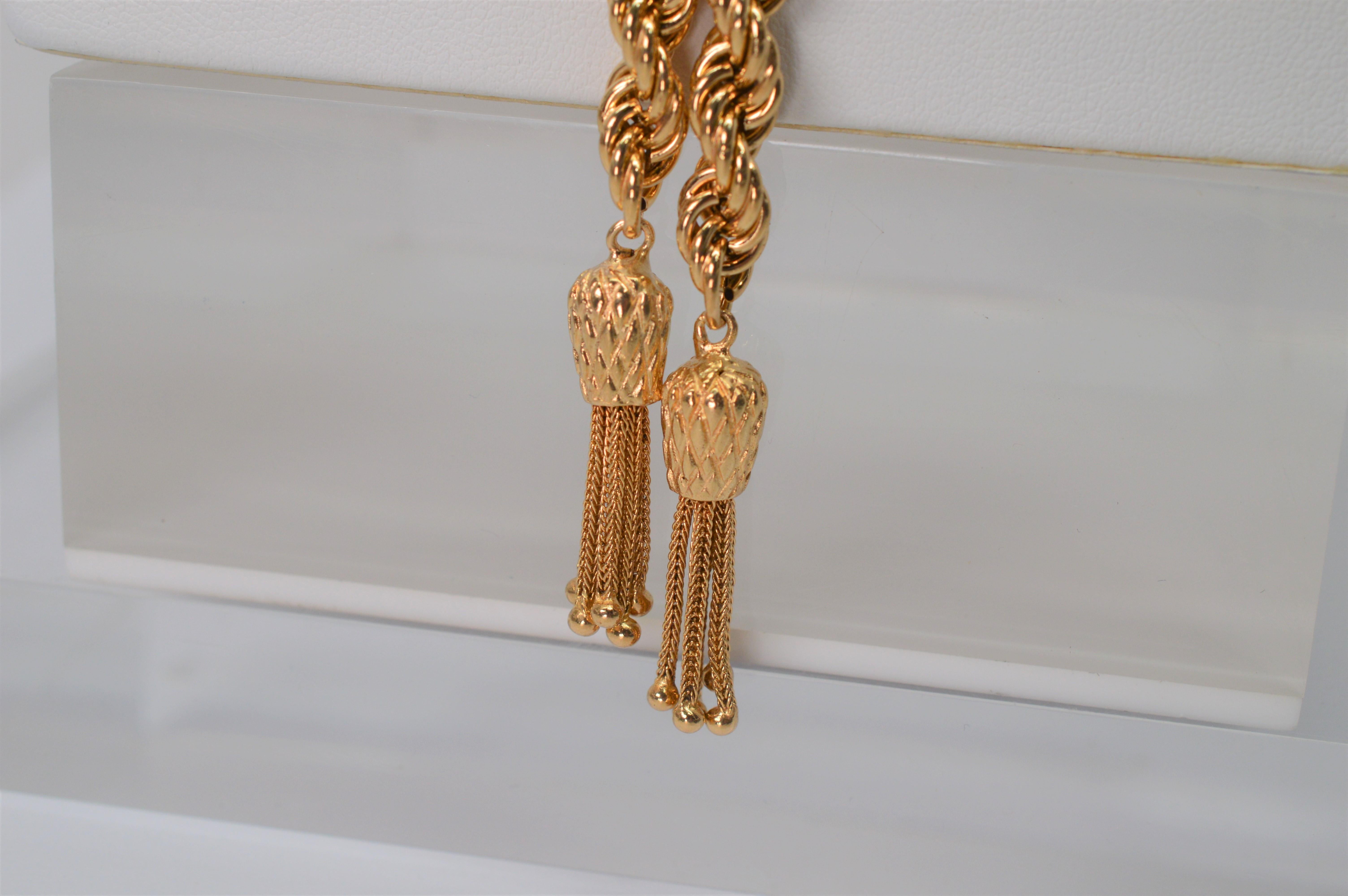Halskette aus 14 Karat Gelbgold mit Seil im Lariat-Stil Damen im Angebot