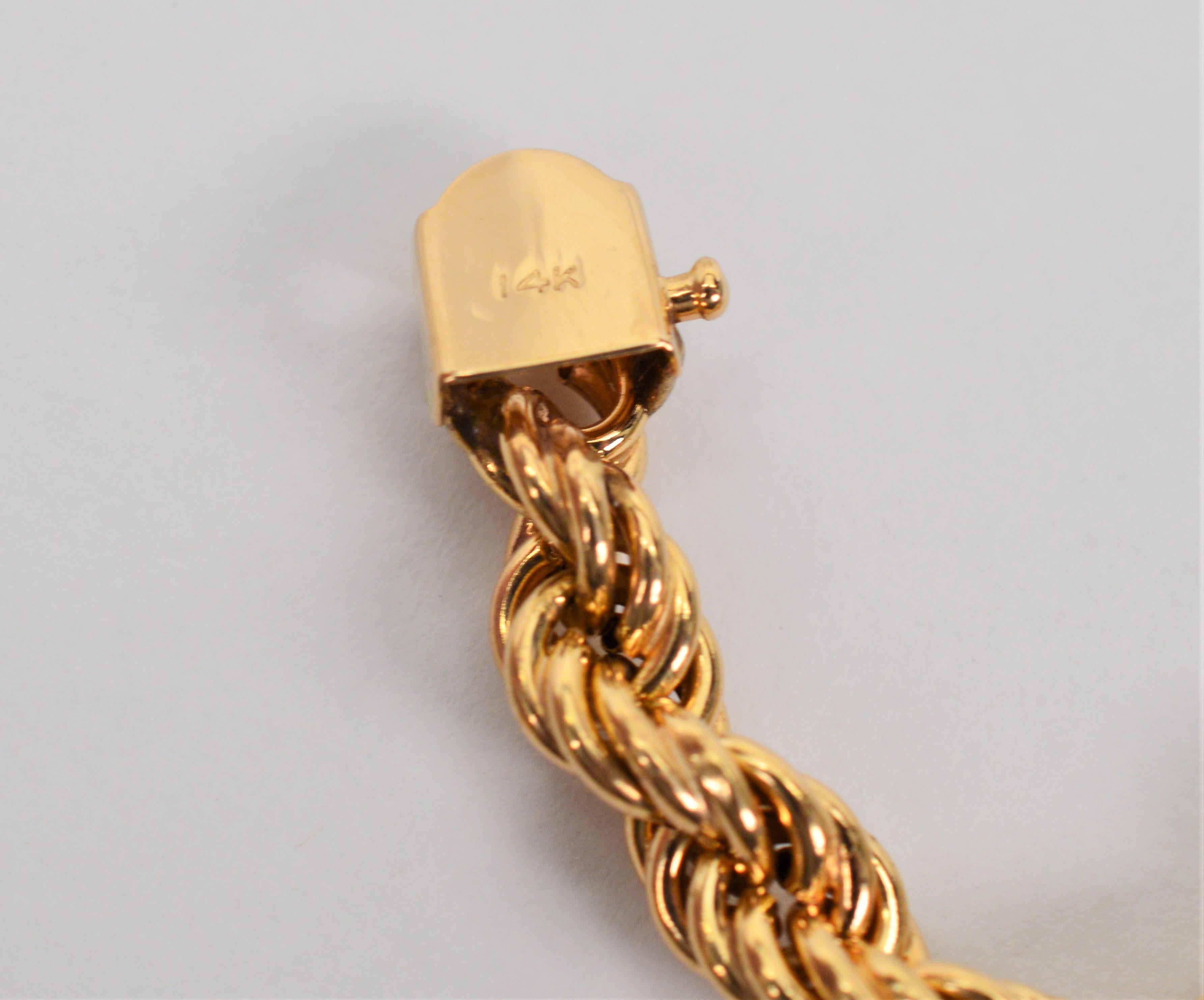 Halskette aus 14 Karat Gelbgold mit Seil im Lariat-Stil im Angebot 1
