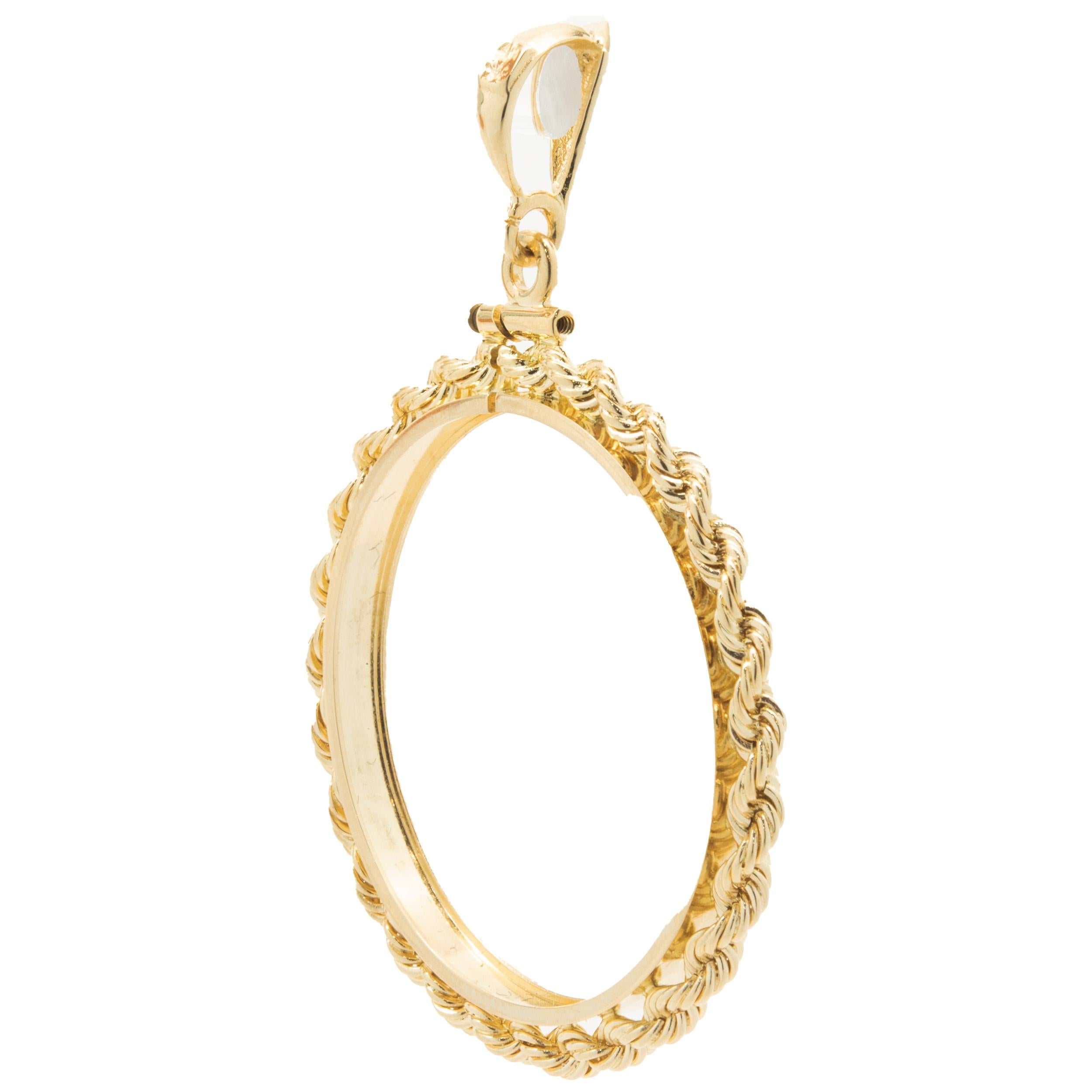 14 Karat Yellow Gold Rope Style Coin Bezel In Excellent Condition For Sale In Scottsdale, AZ