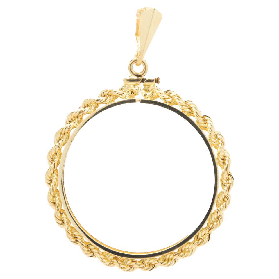 Liberty Coin Pendant Rope Necklace 14 Karat Yellow Gold at 1stDibs ...