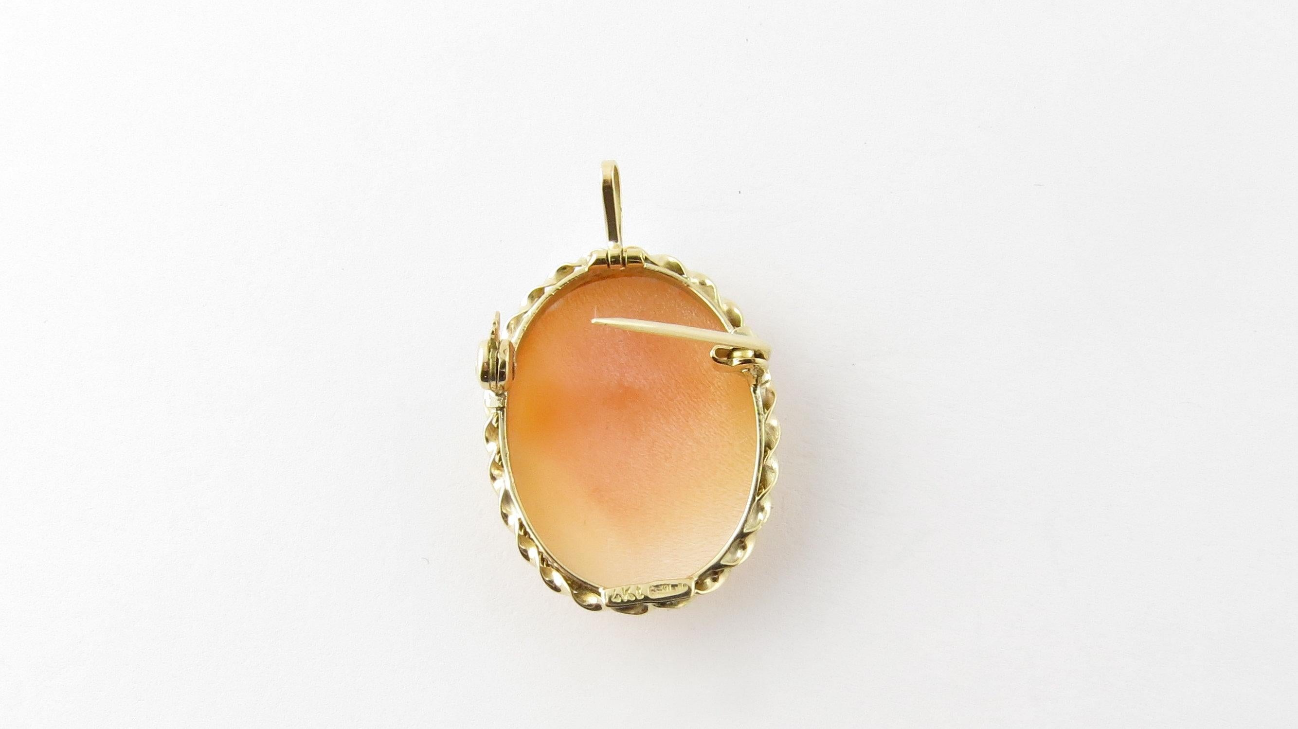 14 Karat Yellow Gold Rose Cameo Brooch or Pendant In Good Condition In Washington Depot, CT