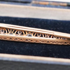 14 Karat Yellow Gold Rose Cut Diamond 4.5 inch Long Brooch