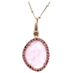 14 Karat Yellow Gold Rose Quartz and Pink Tourmaline Necklace
