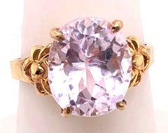 14 Karat Yellow Gold Rose Quartz Solitaire Freeform Ring