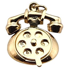 Charm en or jaune 14 carats pour téléphone rotatif "Hello, I Love You" #23274