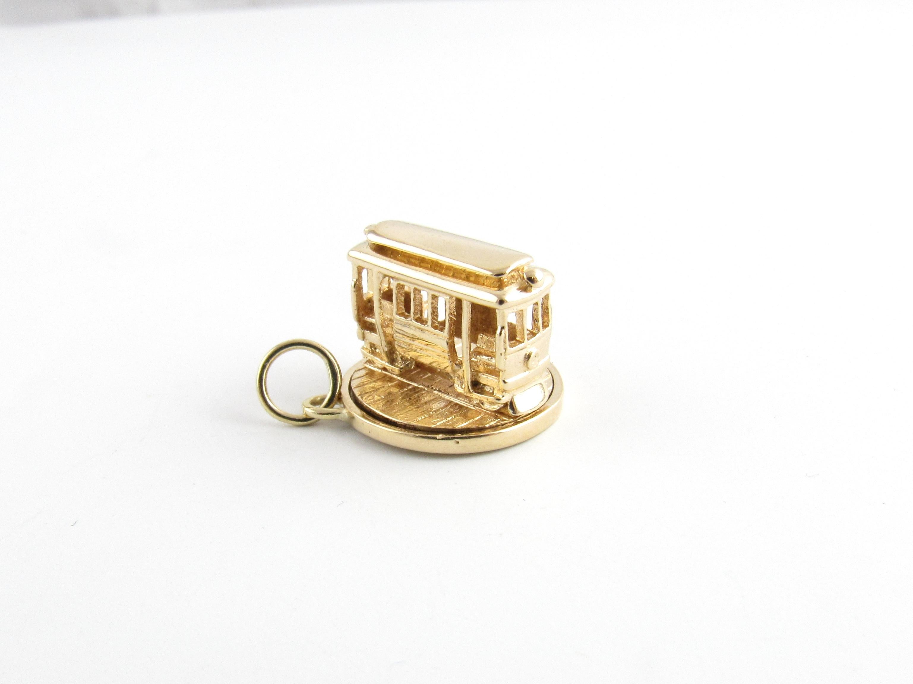 Women's 14 Karat Yellow Gold Rotating Trolley Car Charm For Sale