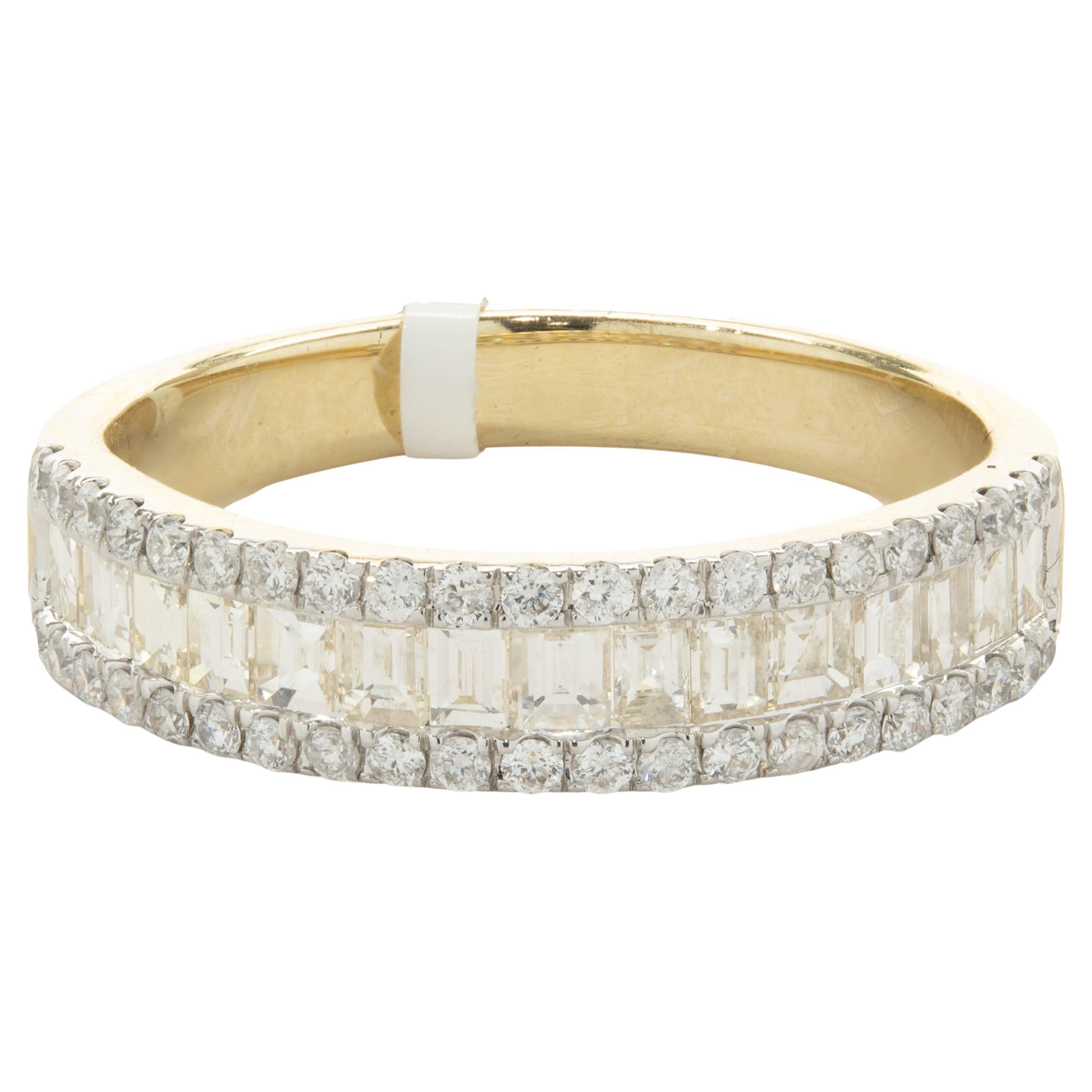 Bracelet en or jaune 14 carats avec diamants taille ronde et baguette