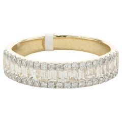 Bracelet en or jaune 14 carats avec diamants taille ronde et baguette