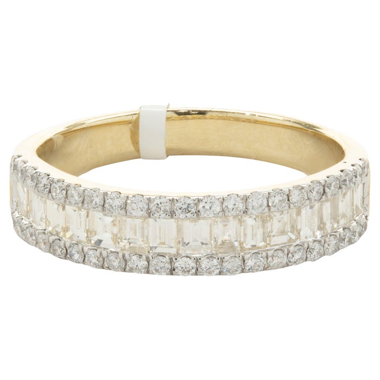 14 Karat Yellow Gold Round and Baguette Cut Diamond Band For Sale at ...
