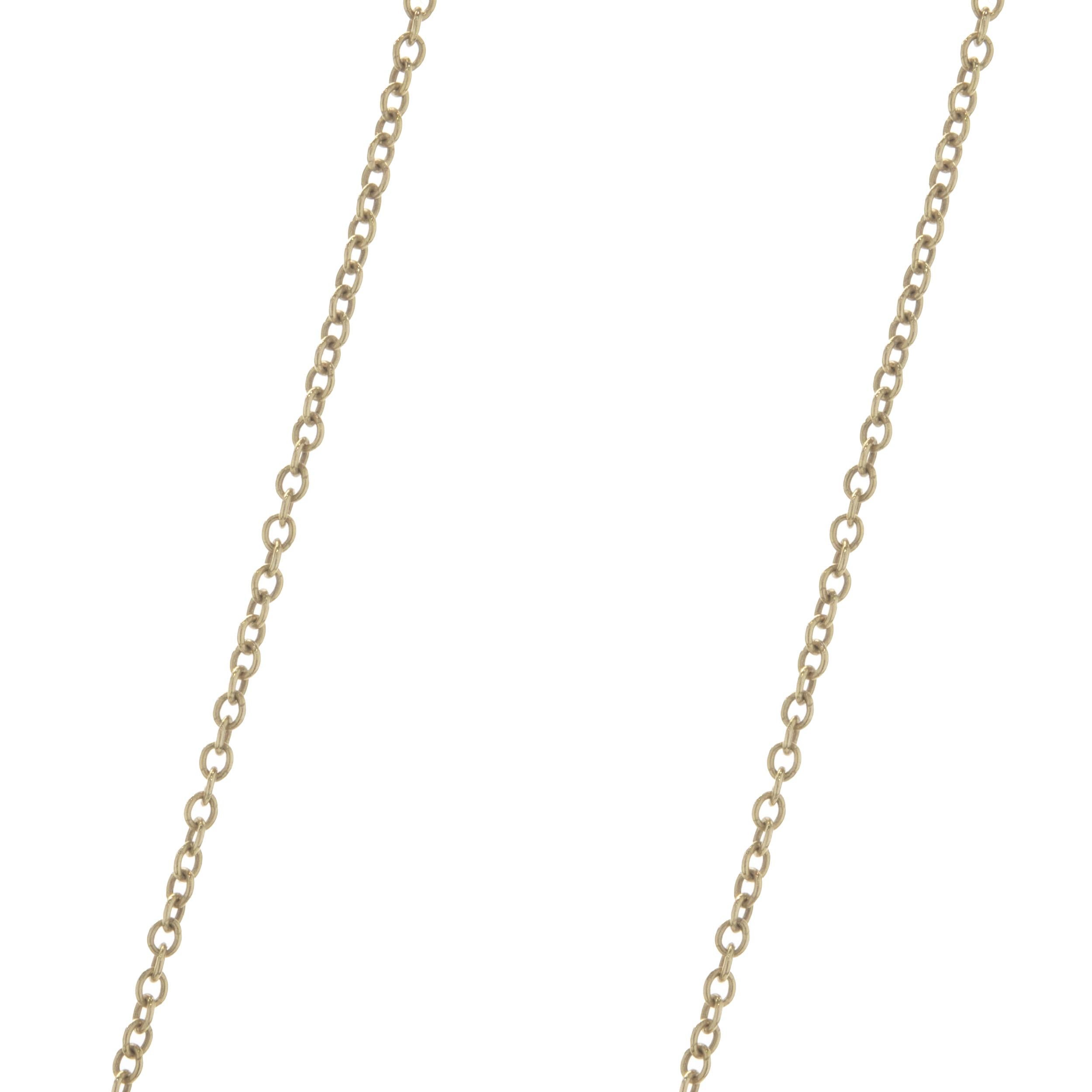 Collana Malocchio in oro giallo 14 carati con diamanti tondi e baguette e zaffiri In condizioni ottime in vendita a Scottsdale, AZ