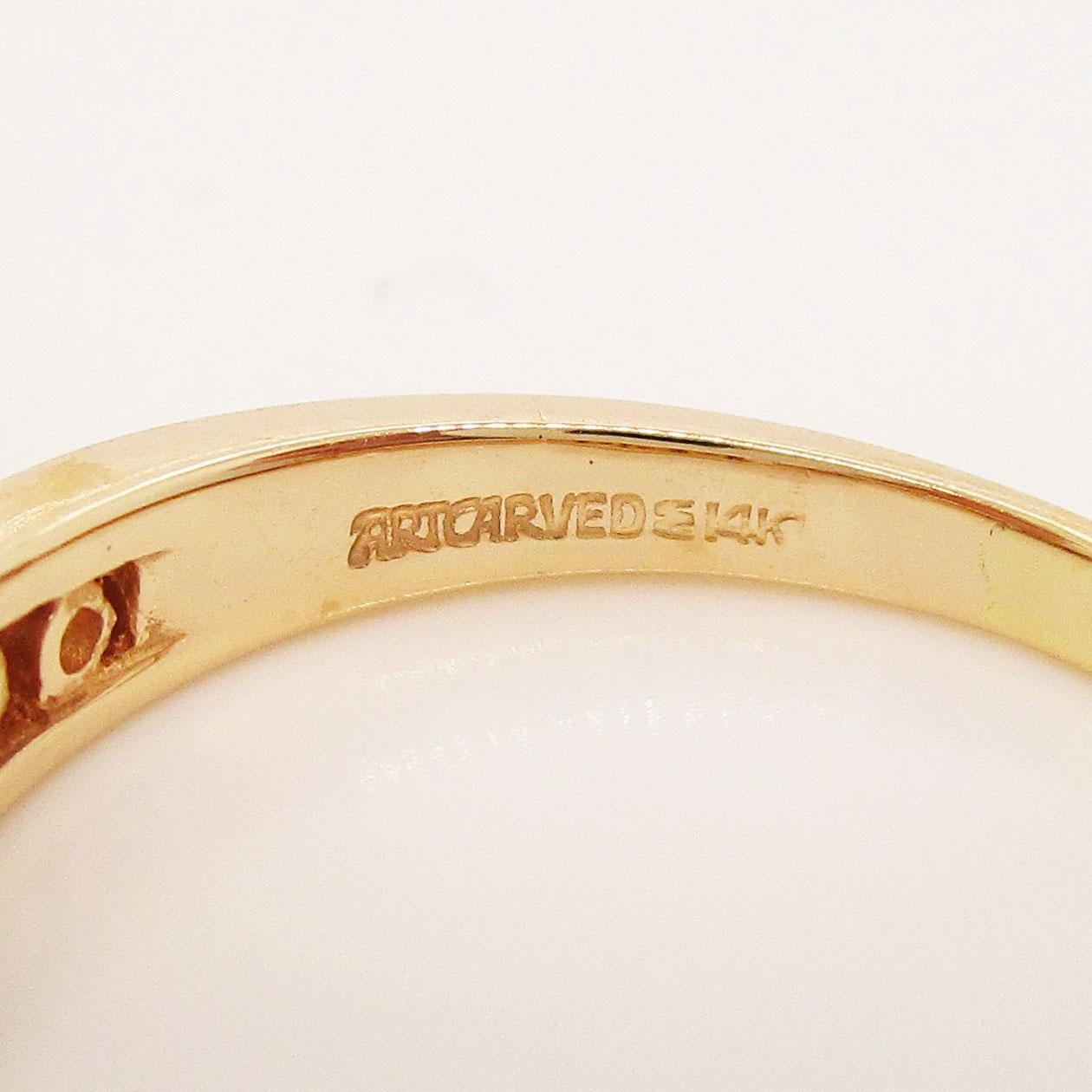14 Karat Yellow Gold Round and Baguette Diamond Engagement Ring In Excellent Condition For Sale In Lexington, KY