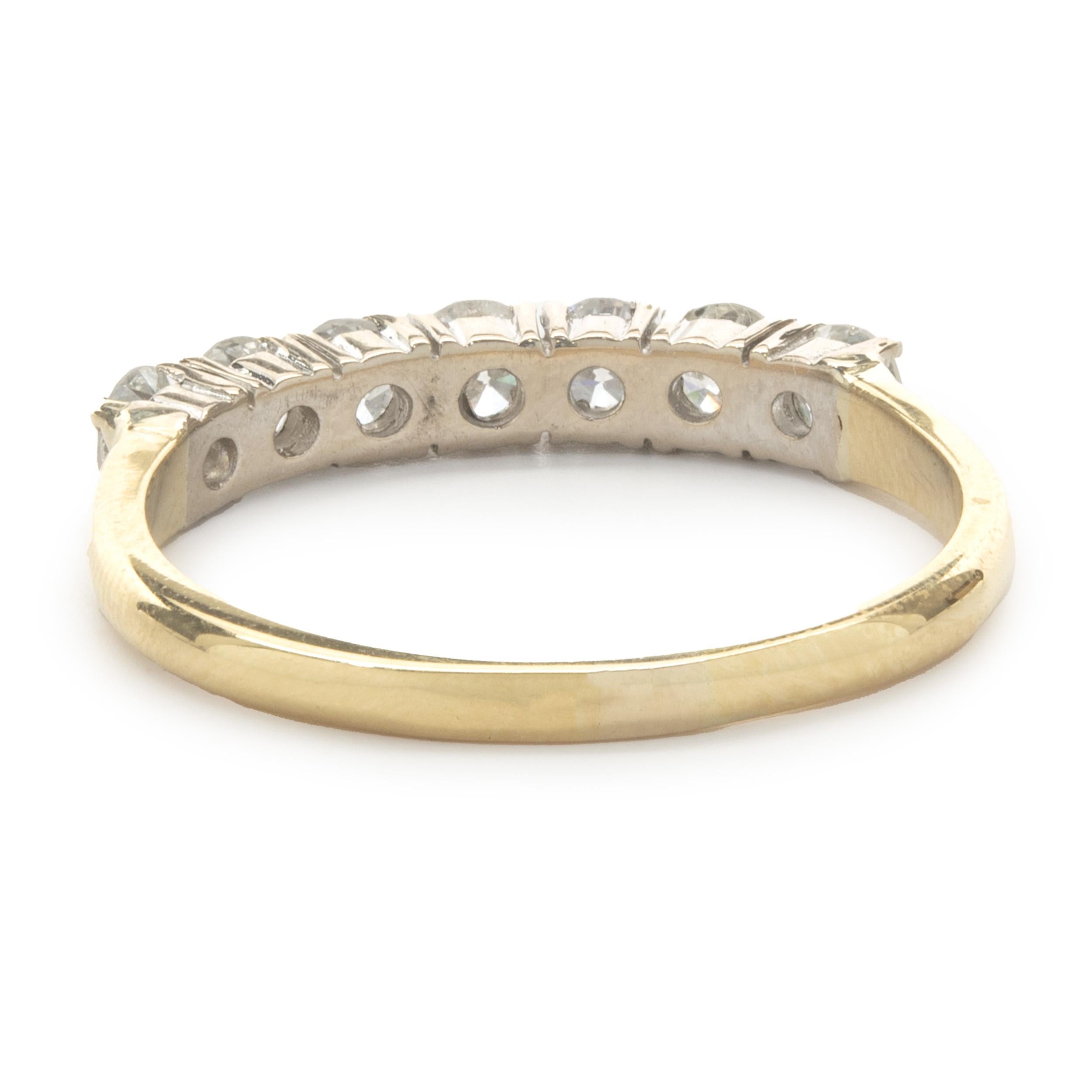 Round Cut 14 Karat Yellow Gold Round Brilliant Cut Diamond Band For Sale