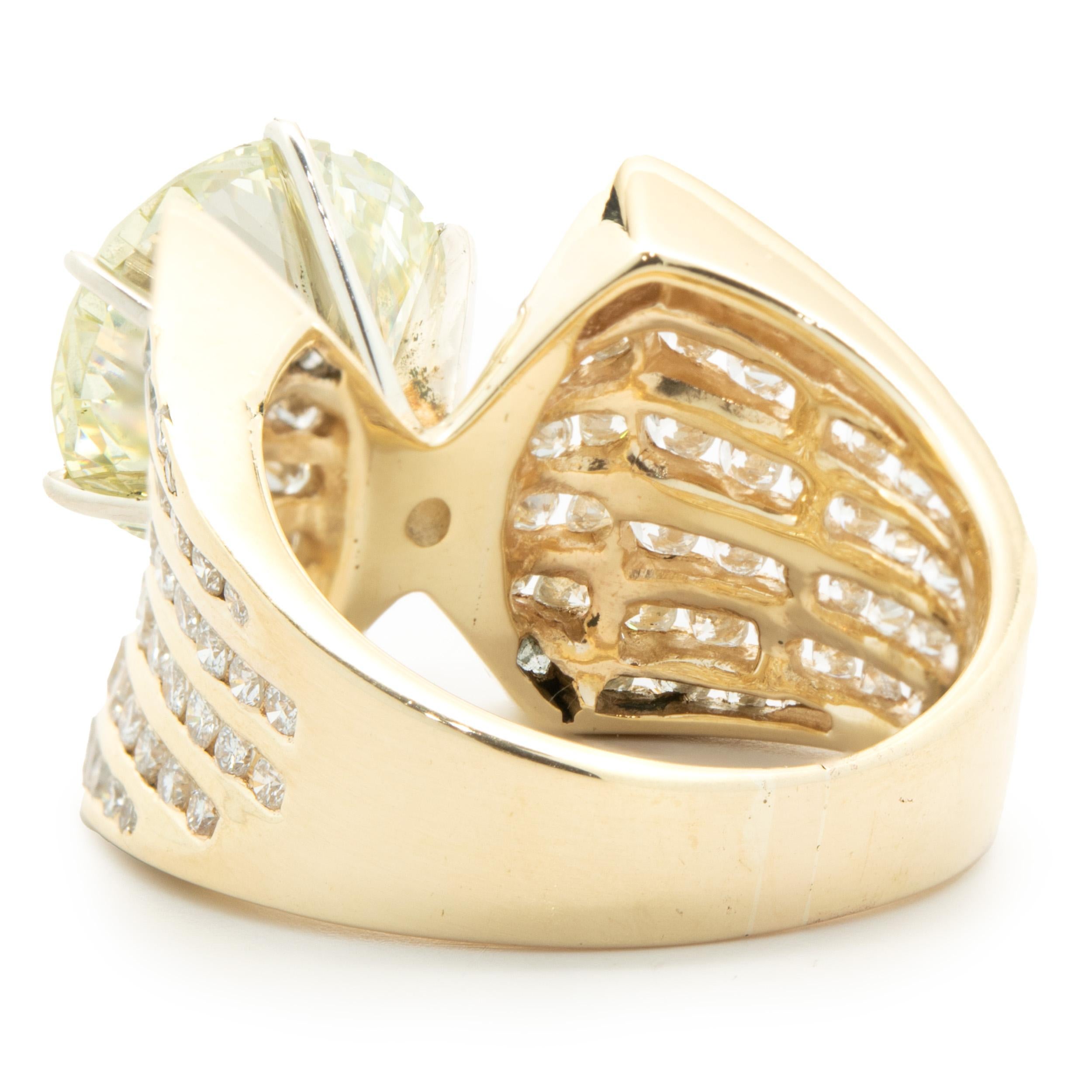 Round Cut 14 Karat Yellow Gold Round Brilliant Cut Diamond Engagement Ring For Sale