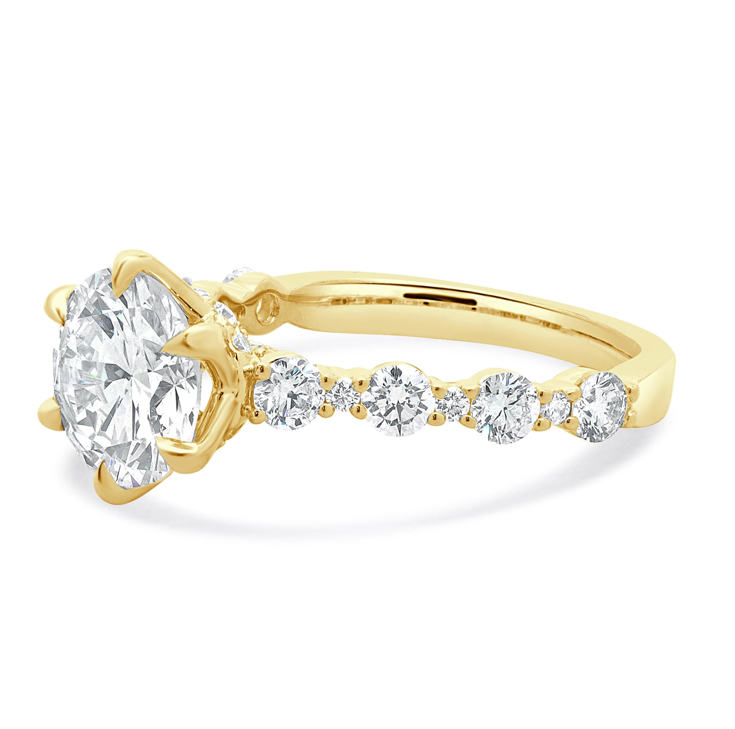 Anello di fidanzamento con diamante taglio brillante rotondo in oro giallo 14 carati In condizioni ottime in vendita a Scottsdale, AZ