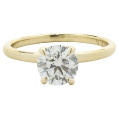 14 Karat Yellow Gold Round Brilliant Cut Diamond Engagement Ring
