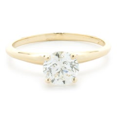 Vintage 14 Karat Yellow Gold Round Brilliant Cut Diamond Engagement Ring